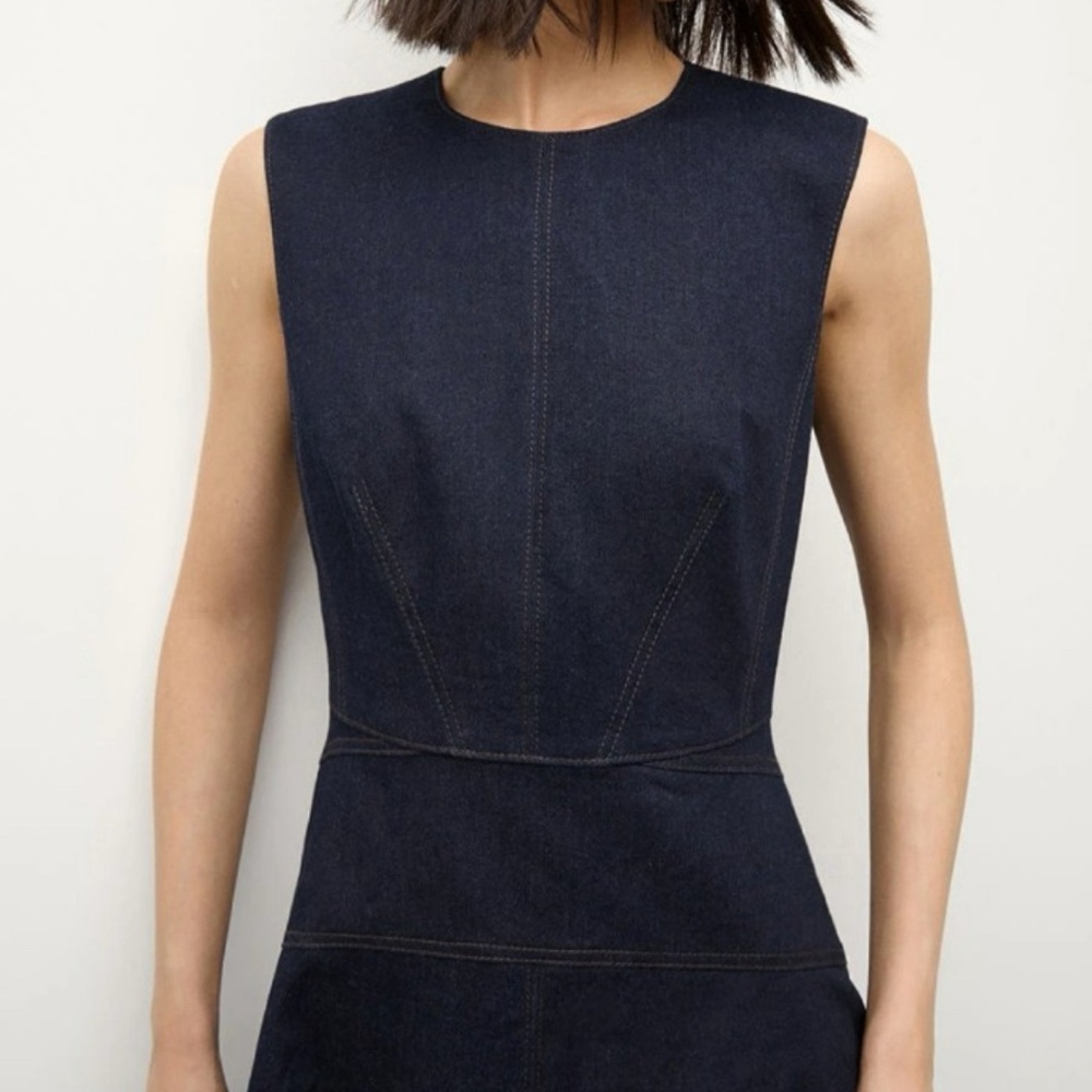 Veronica Beard Karrigan paneled denim midi dress, size 6, NWOT, MSRP $687 - Picture 2 of 12
